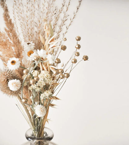 Bouquet de fleurs séchées en mini vase Dame Jeanne Grise - Autours Madame